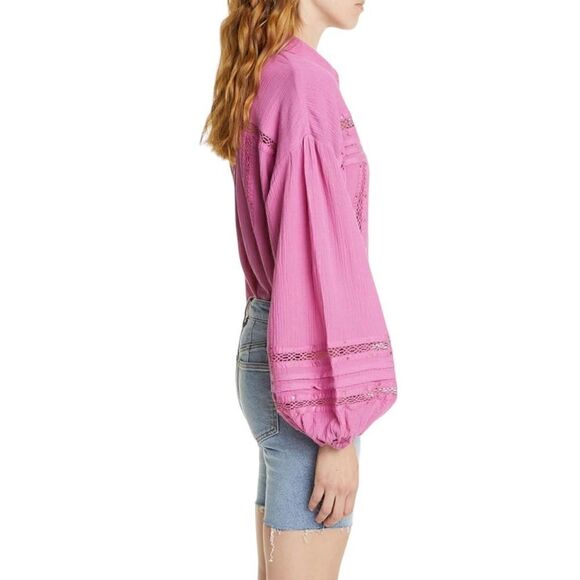 Free People Summer Stars Crochet Trim Button Down Top - Picture 8 of 9